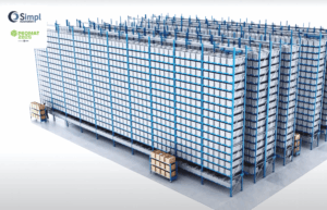 Automated storage system featuring tall shelving units